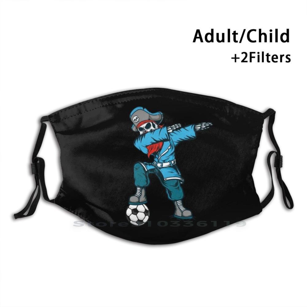 Изображение товара: Jolly Roger пиратский Скелет Dabbing и играть в футбол многоразовая маска Pm2.5 фильтр маска для лица дети Jolly Roger пират