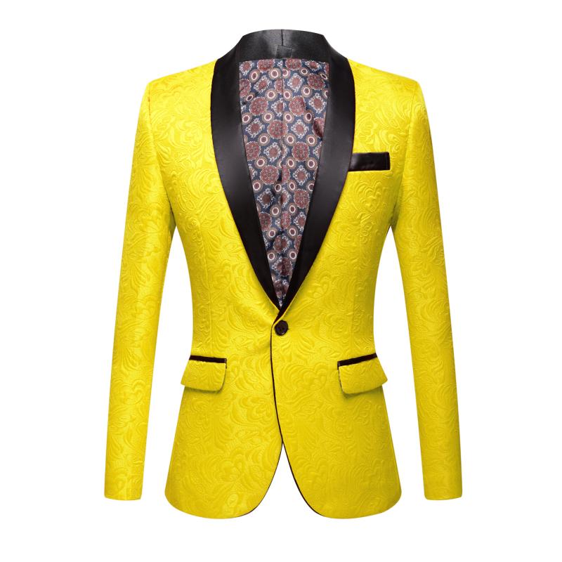 Изображение товара: Новая Осенняя/зимняя Розовая Желтая черная белая 2020 Европейская и американская мужская одежда с длинным рукавом плотный жаккардовый модный пиджак