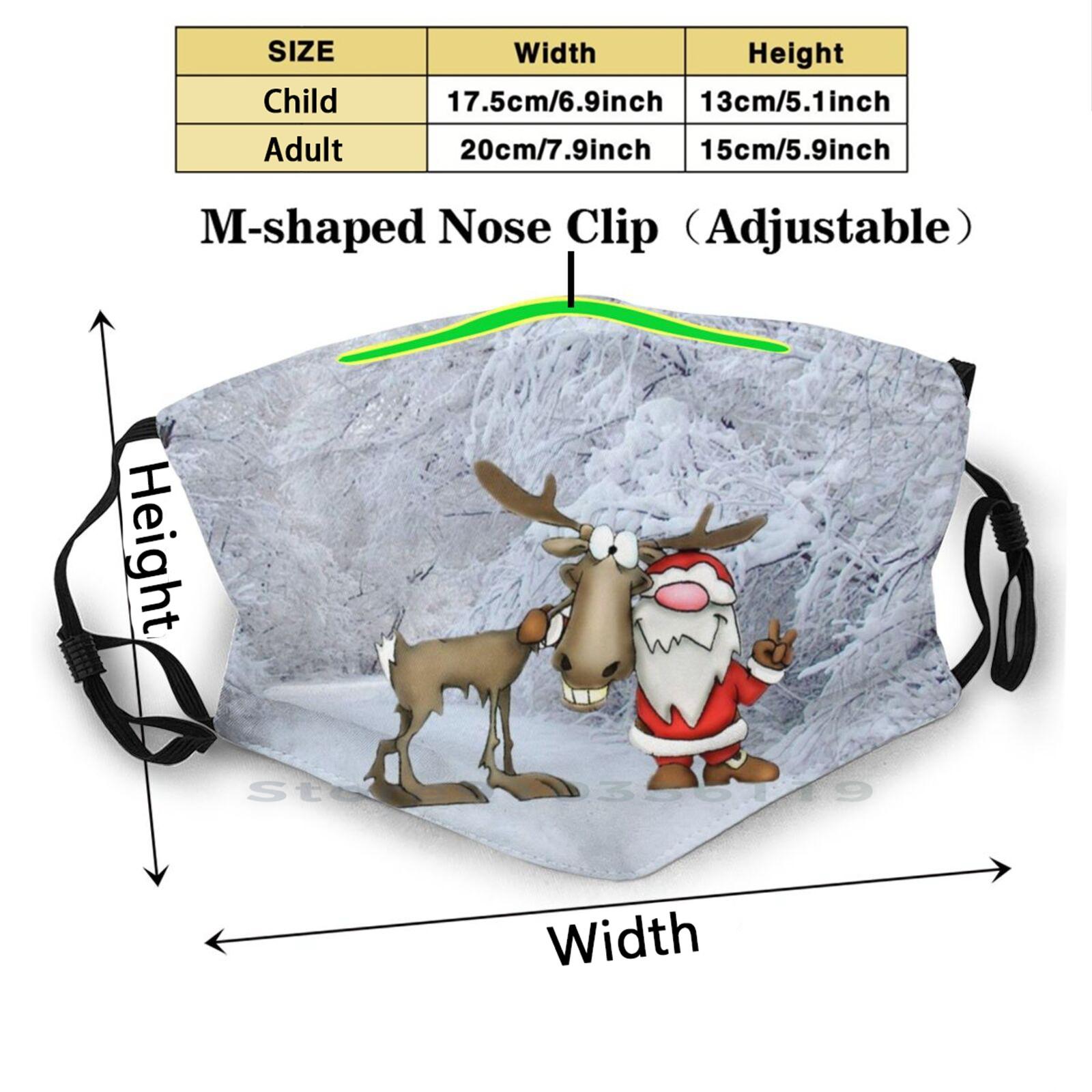 Изображение товара: Маска детская многоразовая с принтом Санта-Клауса и оленя, фильтр Pm2.5