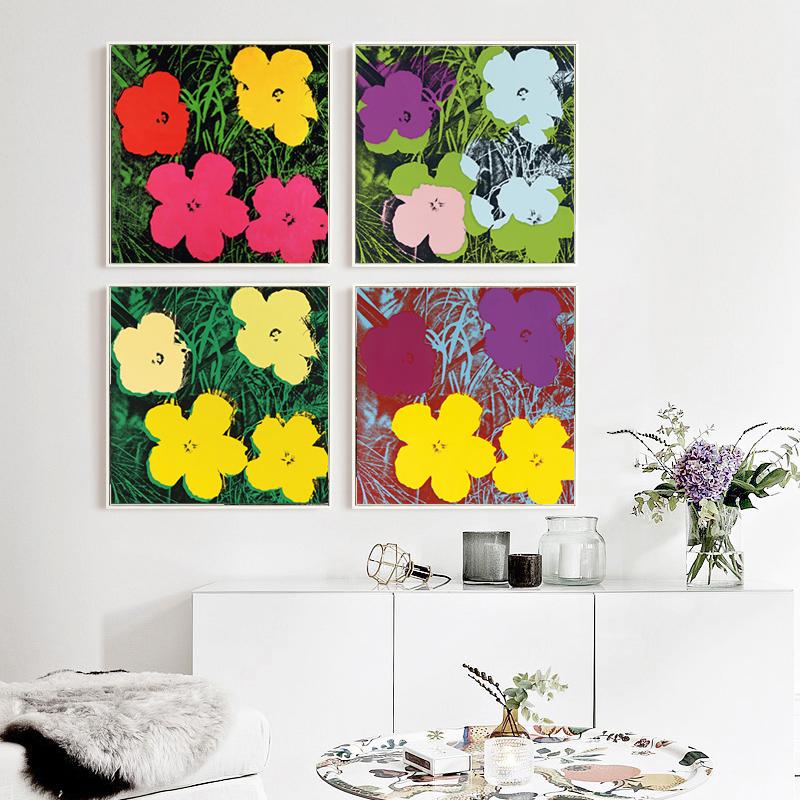 Изображение товара: Современный скандинавский цветной квадратный настенный плакат с цветами, HD плакат, Настенная роспись для украшения гостиной, Картина на холсте
