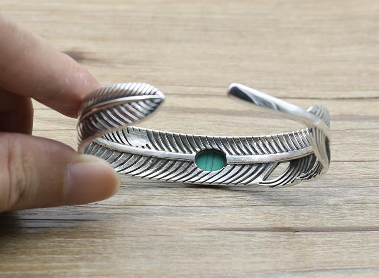 Изображение товара: Серебряный креативный цельный браслет перо женский тайское серебро ручной работы браслет в стиле ретро модные ювелирные изделия из стерлингового серебра