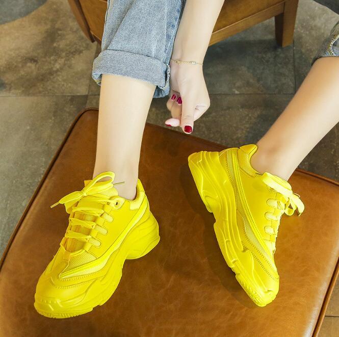 Изображение товара: Женские кроссовки в стиле Харадзюку, теннисные кроссовки на массивной платформе, повседневная обувь для женщин, высокие кроссовки в стиле ольччан, 2019