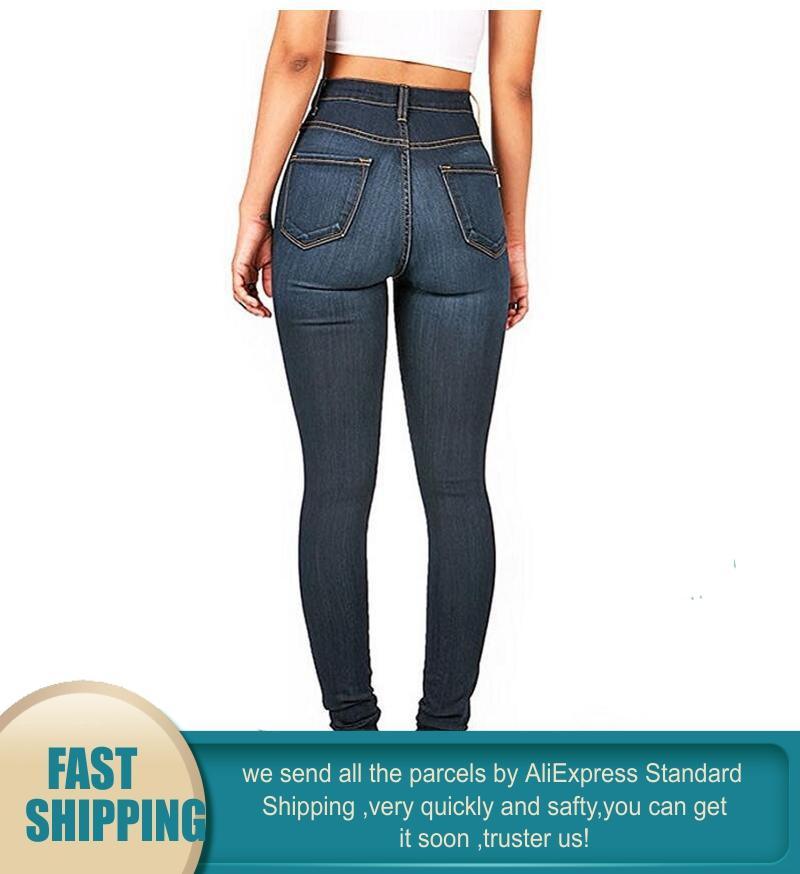 Изображение товара: Осенне-зимние высокоэластичные джинсы скинни с завышенной талией, женские джинсовые брюки-карандаш, женские эластичные джинсы