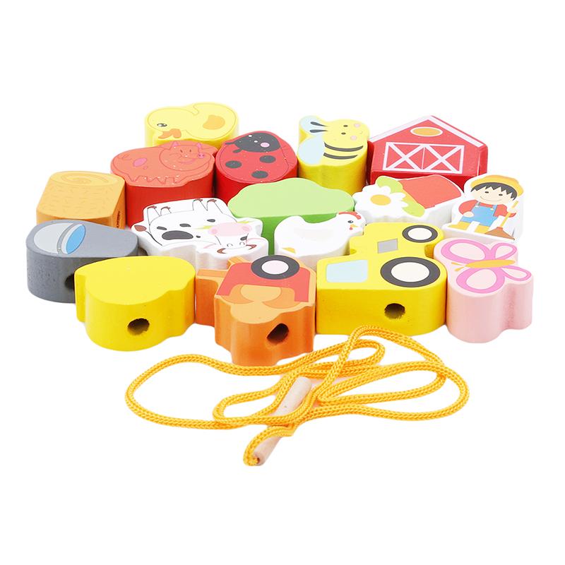 Изображение товара: Прекрасные деревянные игрушки, детские цветочные бусины, шнуровка, головоломка для раннего обучения, обучающие игрушки для детей
