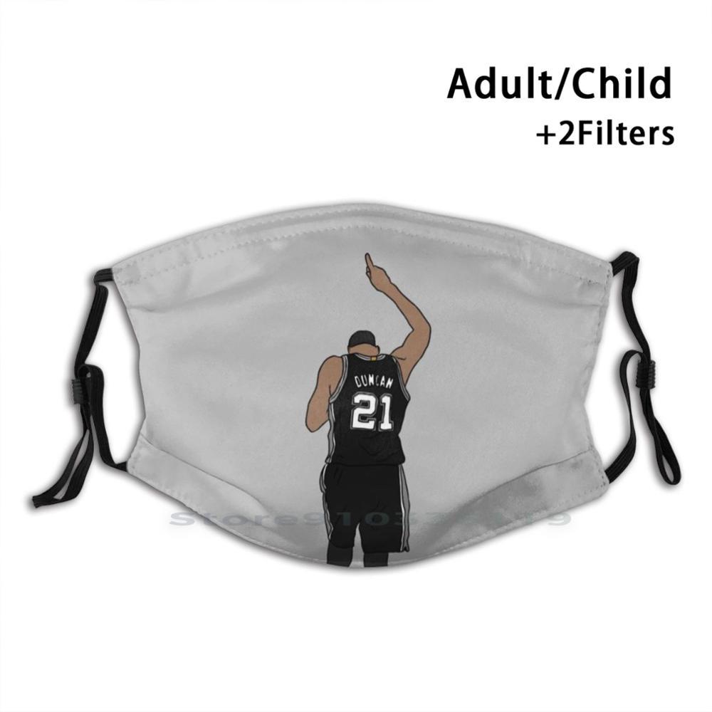 Изображение товара: Данкан указывая вверх для взрослых и детей моющиеся смешное лицо маска с фильтром спортивные баскетбольные Данкан Timmy D 21 Шпоры Техас