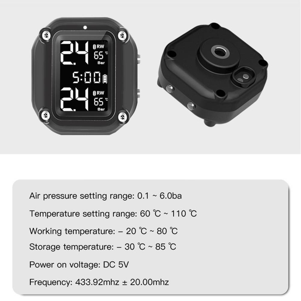 Изображение товара: VODOOL мотоцикл TPMS система мониторинга давления в шинах LCD в реальном времени температура давления в шинах дисплей система охранной сигнализации s
