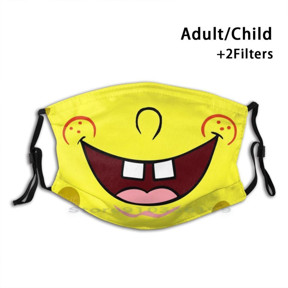 Изображение товара: Губка Боб улыбка для взрослых и детей моющаяся смешная маска для лица с фильтром губка улыбка рот желтый смех аниме
