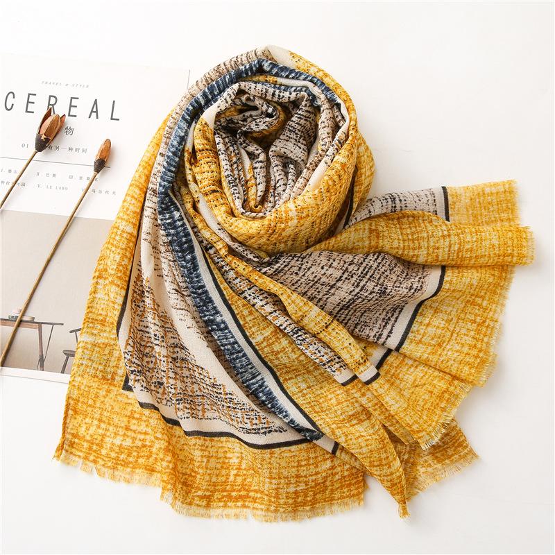 Изображение товара: Женский шарф-хиджаб с абстрактным дизайном, тонкий мягкий шарф с геометрическим узором, теплая большая шаль, новинка