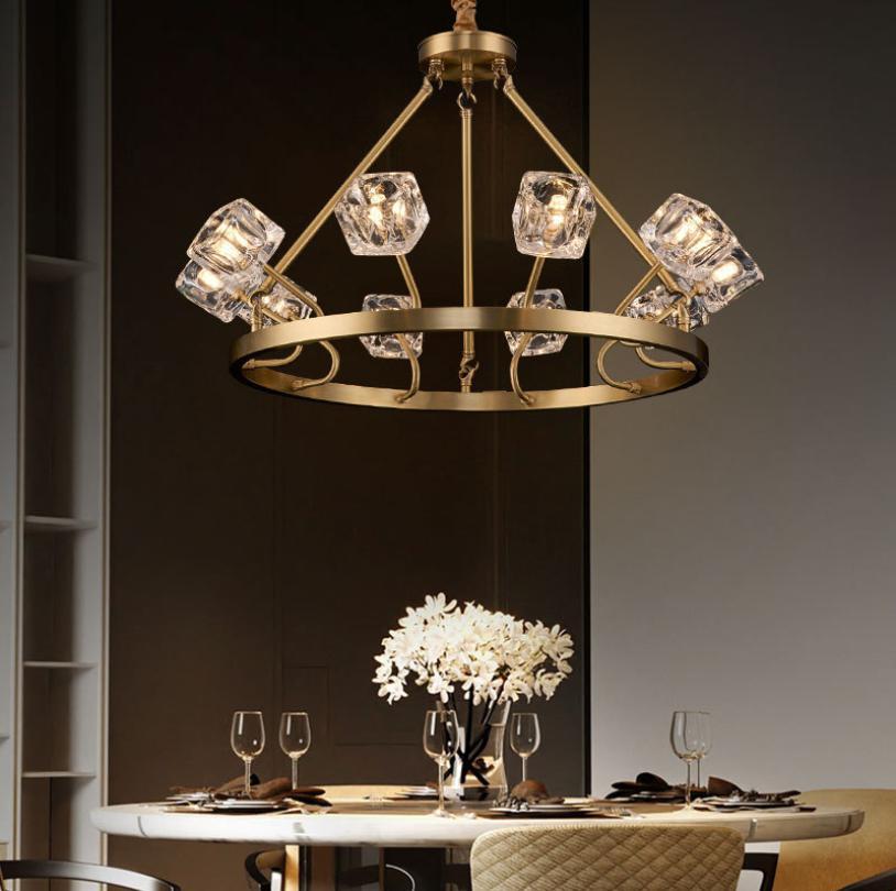 Изображение товара: Современная медная роскошная хрустальная люстра Corolla, освещение, скандинавские подвесные лампы для гостиной, спальни, дома, столовой, комнатные лампы