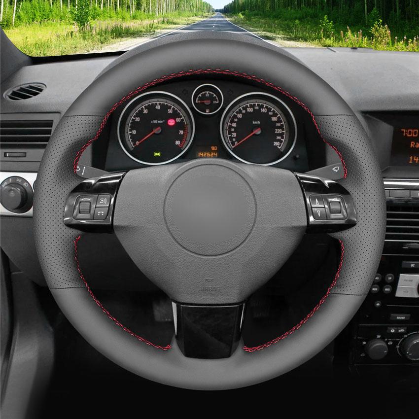 Изображение товара: LQTENLEO черная оплетка рулевого колеса из натуральной кожи для Vauxhall Astra 2004-2009 Signum Vectra C 2005-2009 zafлера (B) 2005-2014