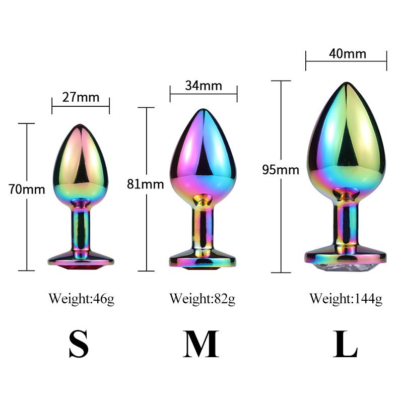 Изображение товара: S/M/L Anal Plug Metal Colorful Sex Toys For Women/Man Stainless Smooth Steel Dildo Butt Plug Jewelry Anal Plug SM Products