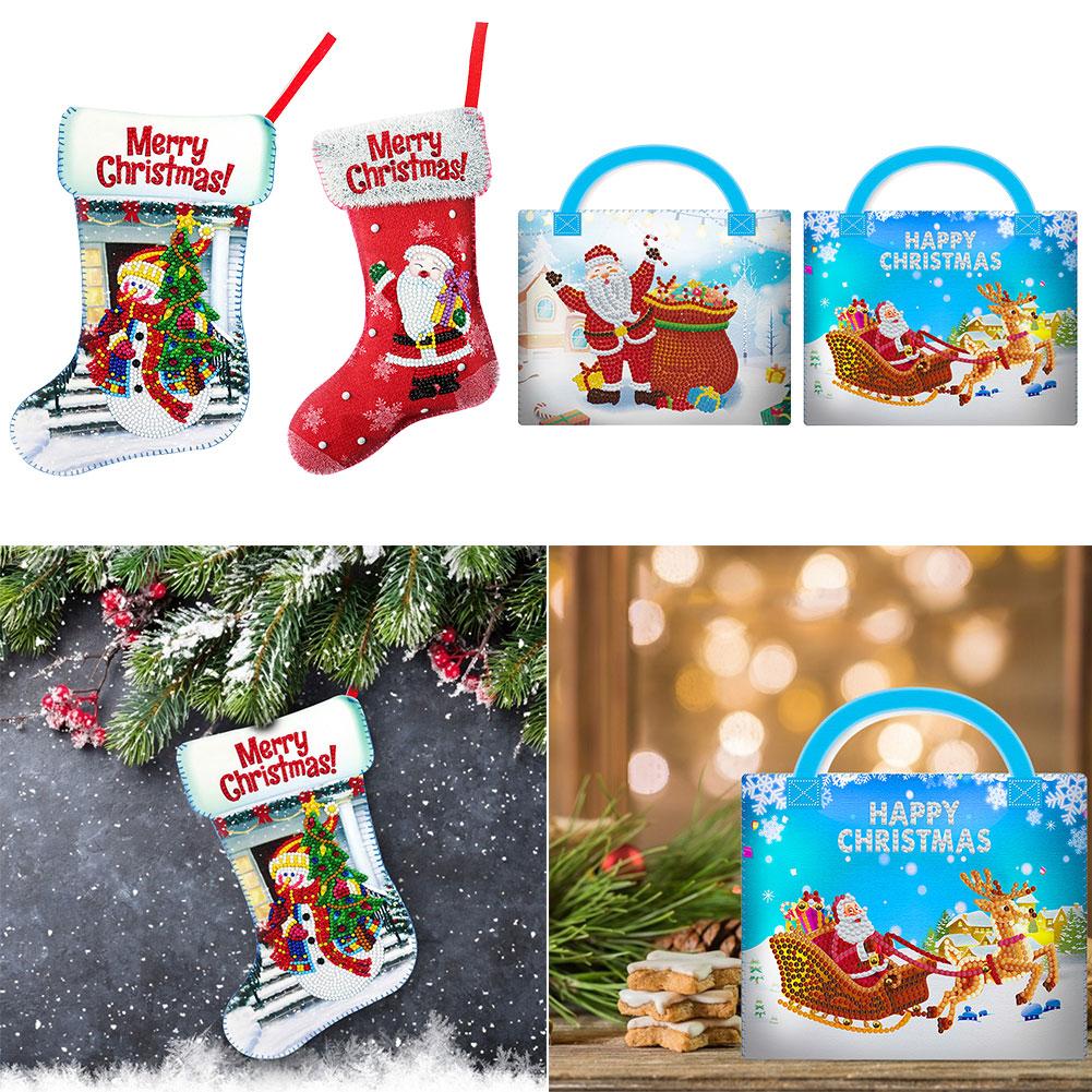Изображение товара: Сделай Сам, искусственные чулки, Санта-Клаус, снеговик, Рождественская елка, носки, подвески, яблоко, конфеты, Подарочный пакет, украшение Вечерние