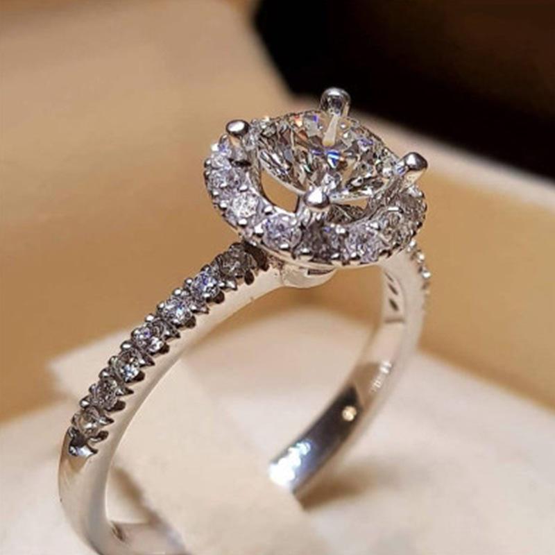 Изображение товара: Кольца Milangirl для свадебных помолвок для женщин, роскошное блестящее кольцо на палец невесты с 4 крапанами из циркония, модные ювелирные изделия