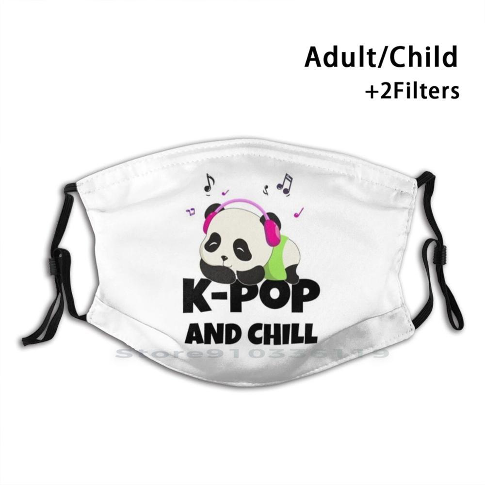 Изображение товара: K - Pop And Chill. White #2 Design Anti Dust Filter Washable Face Mask Kids Kpop K Pop Panda Kawaii Kpop Kpop Fans Kpop Lovers