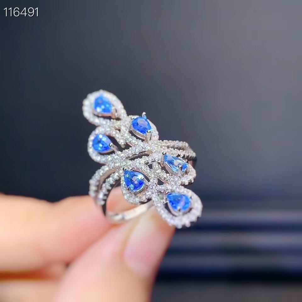 Изображение товара: KJJEAXCMY изящное ювелирное изделие 925 пробы серебро инкрустированное натуральным синим топазом новое кольцо изысканное кольцо для девочек