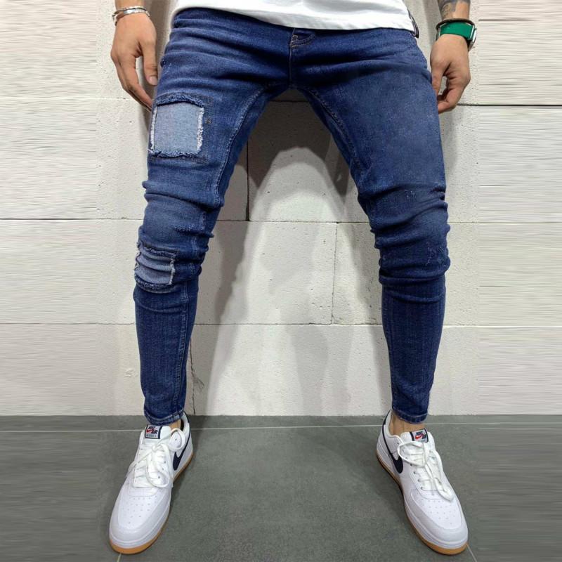 Изображение товара: Джинсы мужские в стиле хип-хоп, модные декоративные штаны из денима с нашивками, Мужская одежда, ограниченное по времени