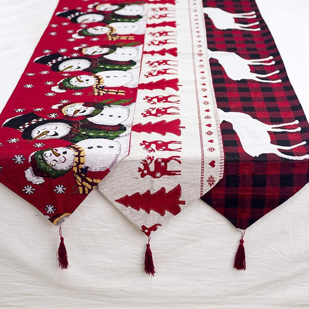 Изображение товара: Рождественские скатерти из хлопка и льна для Рождественского украшения-14x70 дюймов-Рождественская елка