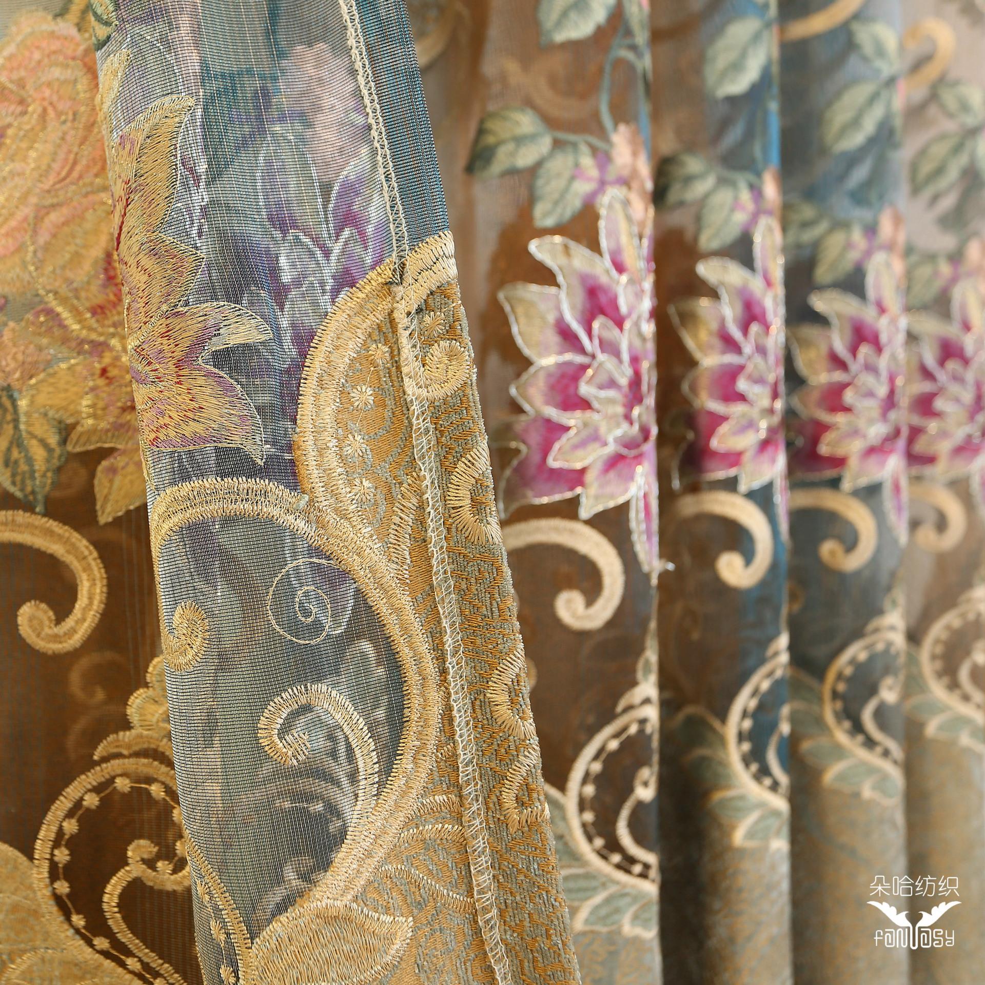 Изображение товара: Роскошные европейские затемняющие шторы из полиэстера высокого качества с вышивкой для гостиной с вуалью для спальни