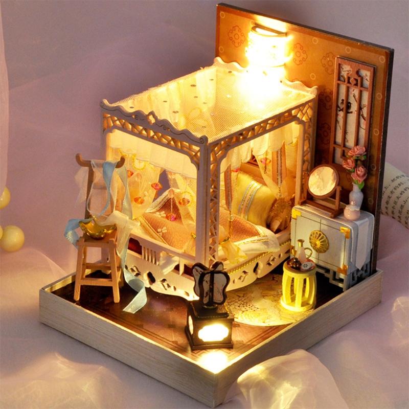 Изображение товара: Миниатюрный Кукольный домик с мебелью, комплект деревянного кукольного домика «сделай сам» с пыленепроницаемостью P31B