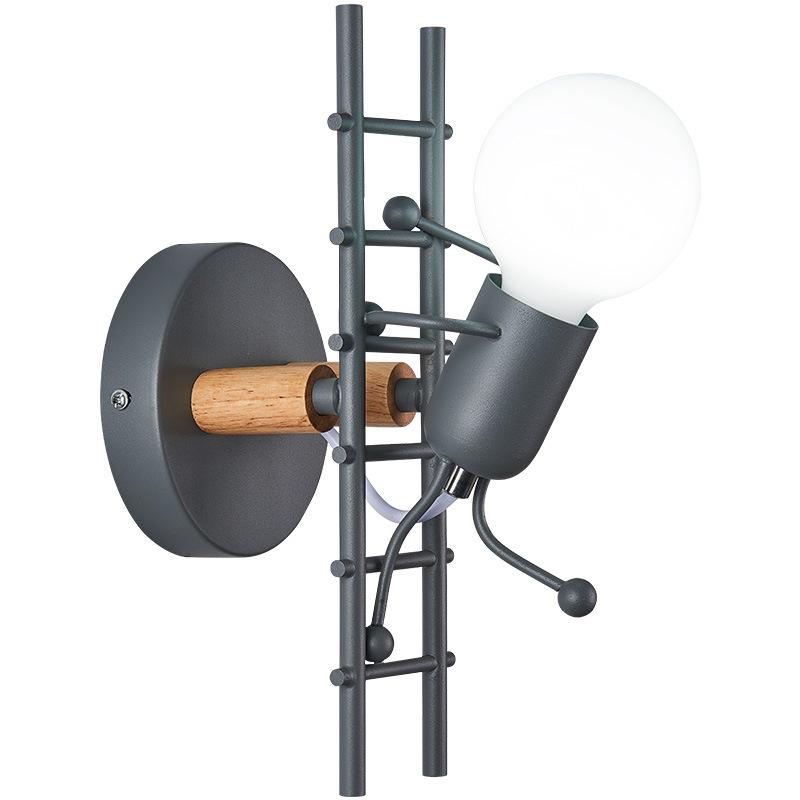 Изображение товара: Настенный светильник в скандинавском стиле, простой прикроватный светильник для спальни, кованая железная лестница, мультяшный злодейский светильник для детской комнаты, фоновая настенная лампа