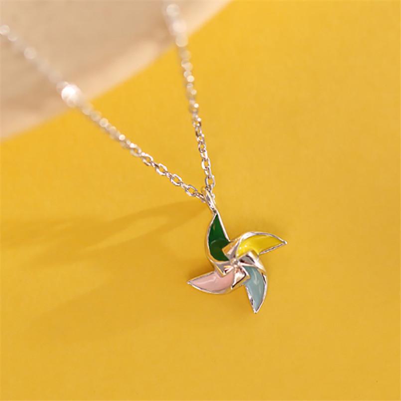 Изображение товара: Женское регулируемое ожерелье, минималистичное ожерелье с эмалью, подвеска в форме мельницы