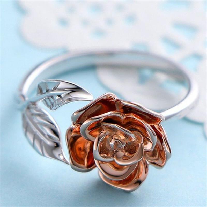 Изображение товара: Винтажное кольцо Milangirl с красным цветком и листьями, регулируемое женское кольцо с цирконом, ювелирные изделия для девушек