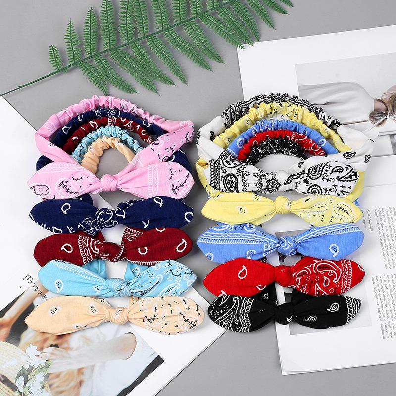Изображение товара: Elastic Hair Bands Bow Bandanas Print  Floral Girls  Cross Turban Hairband Headwrap  Hair Accessories