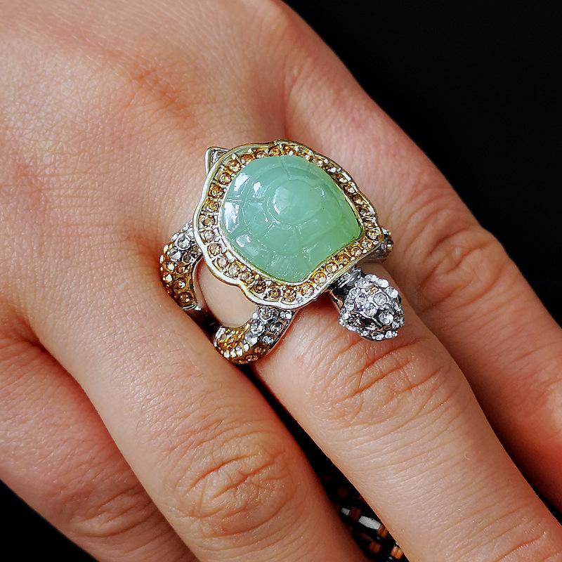 Изображение товара: Milangirl модное милое кольцо черепаха ползание животные зеленые кольца ракушки для женщин девушки Гламурные ювелирные изделия s для любителей черепахи