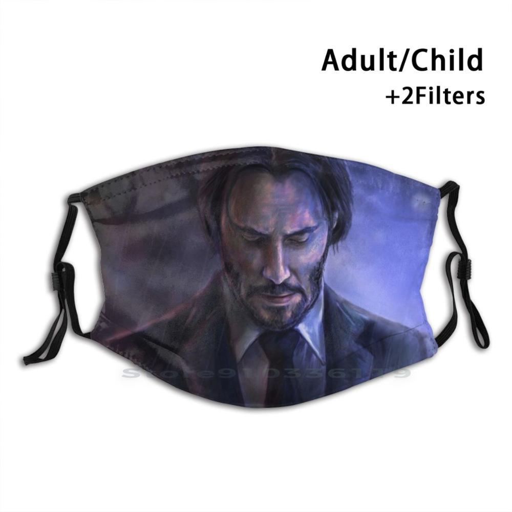 Изображение товара: Многоразовая маска с принтом John Wick Pm2.5, фильтр, маска для лица для детей, John Wick Keanu Reeves, пленка для актера, пистолет, атмосферный дождь
