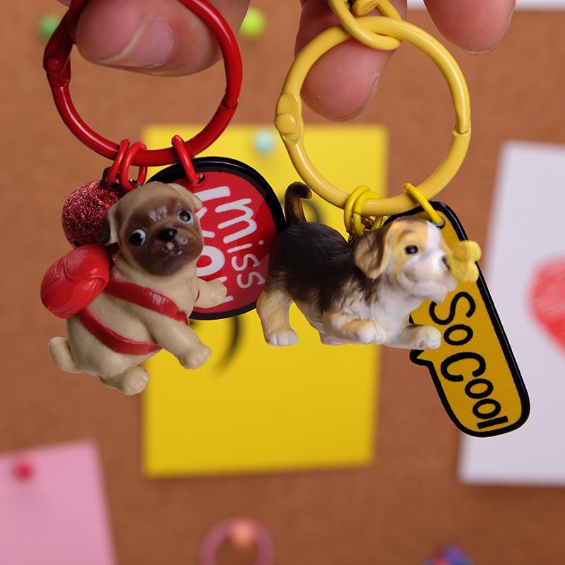 Изображение товара: Мультяшный 3D милый брелок для ключей собака бульдог панда автомобиль животное милый мопс стальная проволока подвеска для ключей сумок игрушка-брелок ювелирные изделия