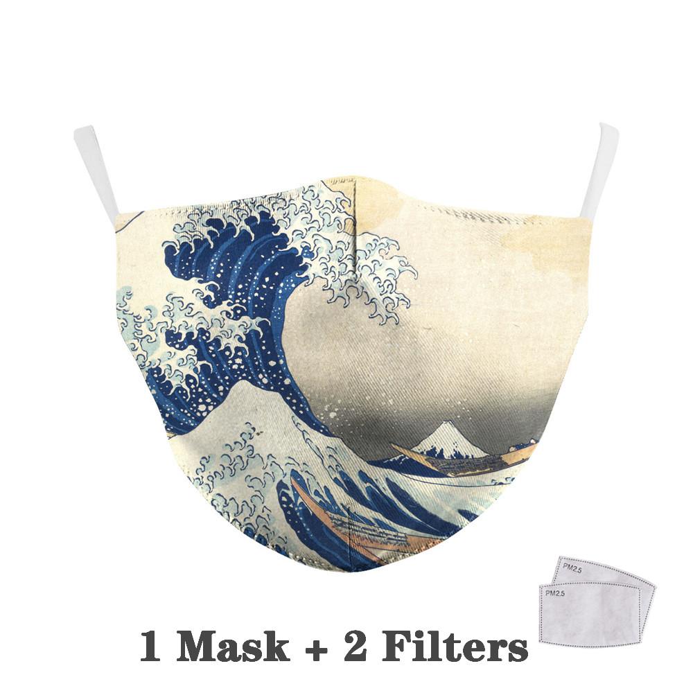 Изображение товара: PM2.5 фильтр регулируемый рот мультфильм маска классический Ван Гог масло нарисованное лицо модные маски Многоразовые моющиеся тканевые маски
