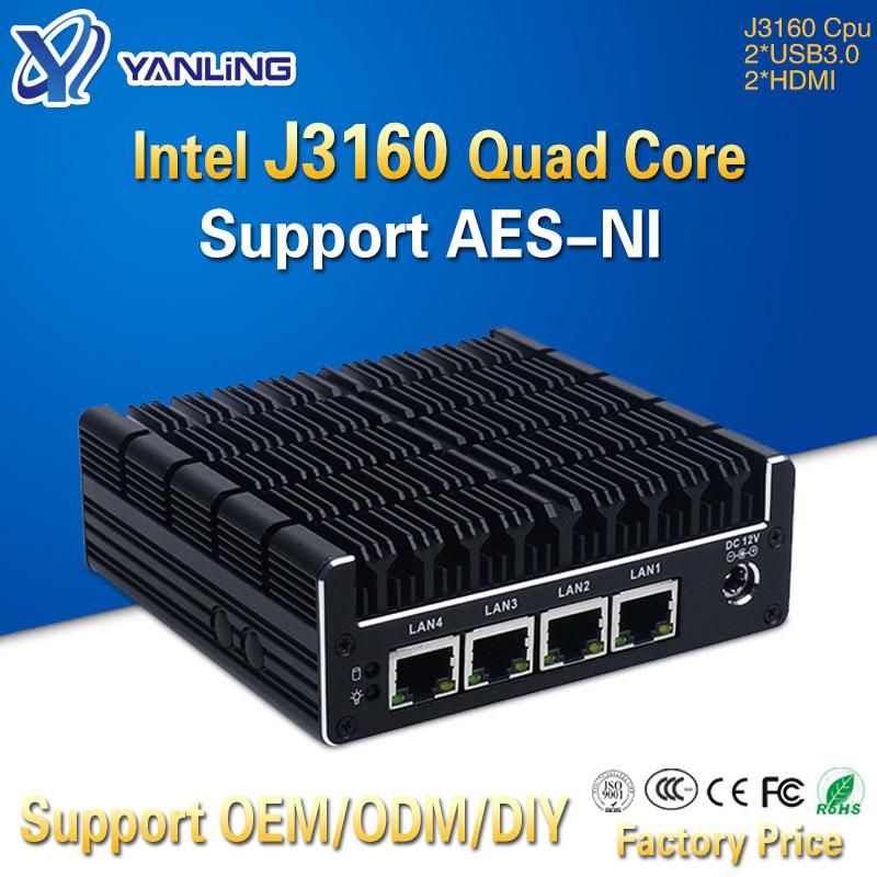 Изображение товара: Мини-ПК Yanling NUC, Celeron J3160 4 ядра, Intel i211AT Nic X86, мягкий компьютер, Linux, Поддержка сервера Pfsense AES-NI