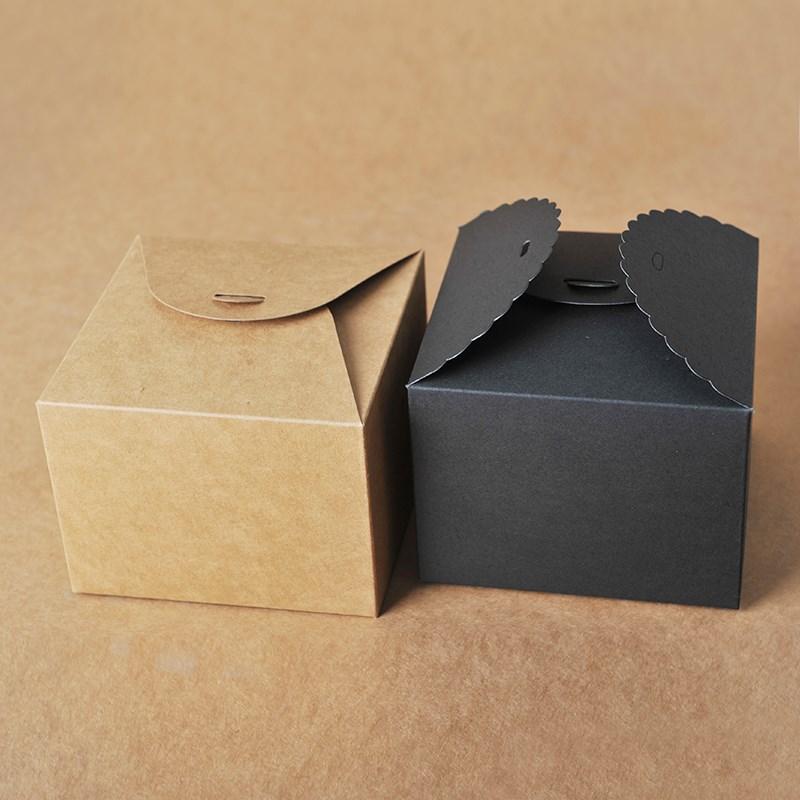 Изображение товара: Винтажная черная/Крафтовая мини-коробка из крафт-бумаги в стиле ретро, Подарочная коробка «сделай сам» для свадьбы, маленькая упаковка для одного торта, 30 шт.