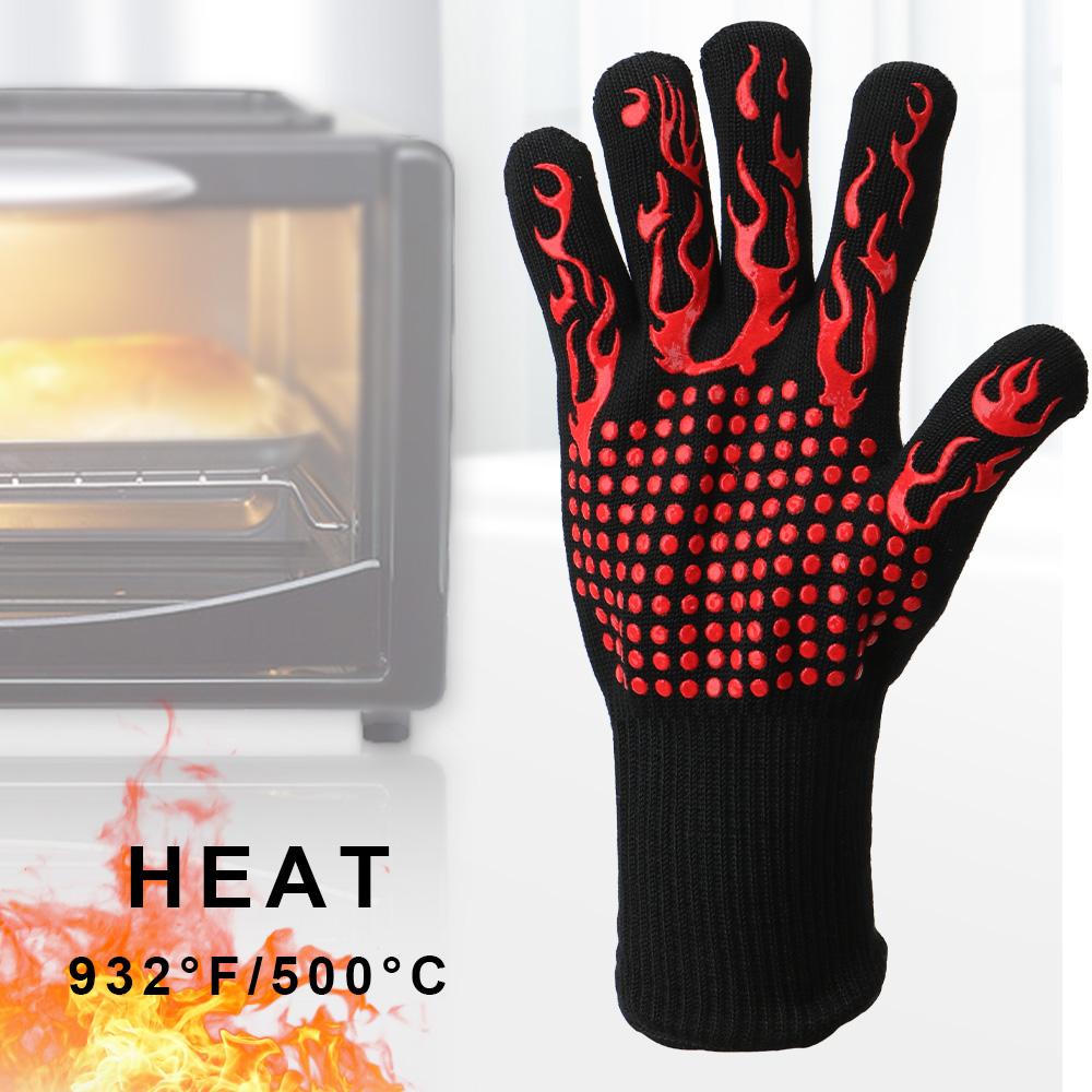 Изображение товара: Огнеупорные перчатки для барбекю экстремально Жаростойкие 300-500 градусов огнеупорные перчатки для микроволновой печи огнестойкие формы для выпечки Нескользящие