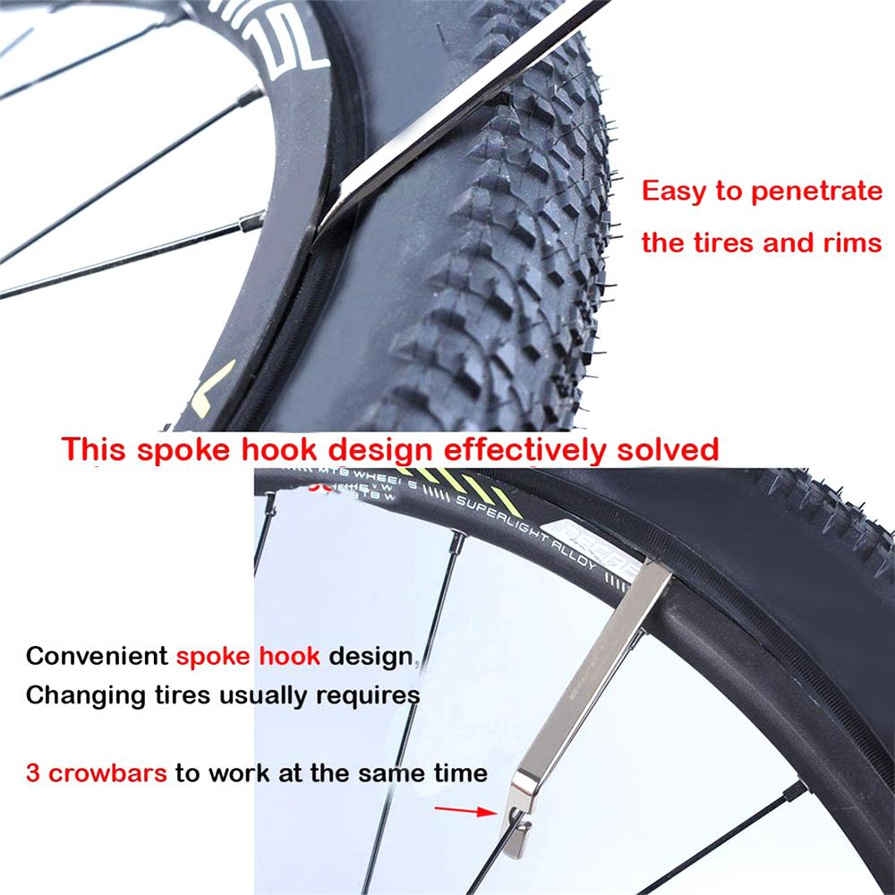 Изображение товара: 3 шт. качественный рычаг шины для велосипеда обслуживание по ремонту труб из углеродистой стали термообработка хромированное покрытие открывалка для шин Кроу бар