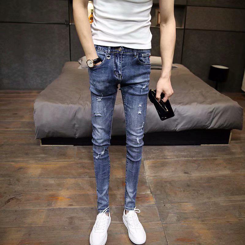 Изображение товара: Оптовая продажа 2022 джинсы мужские Ретро Стрейчевые облегающие узкие брюки для ног летние тонкие спортивные брюки-карандаш для парней