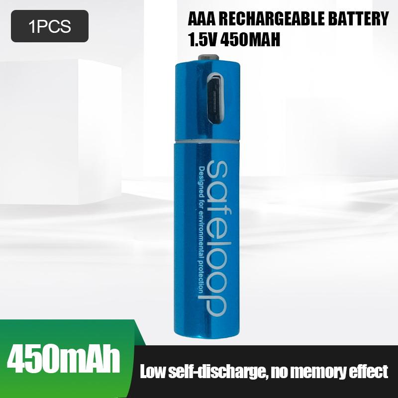 Изображение товара: Литий-полимерный аккумулятор, 1 шт., AAA, 1,5 в, 450 мА · ч, USB-кабель для быстрой зарядки