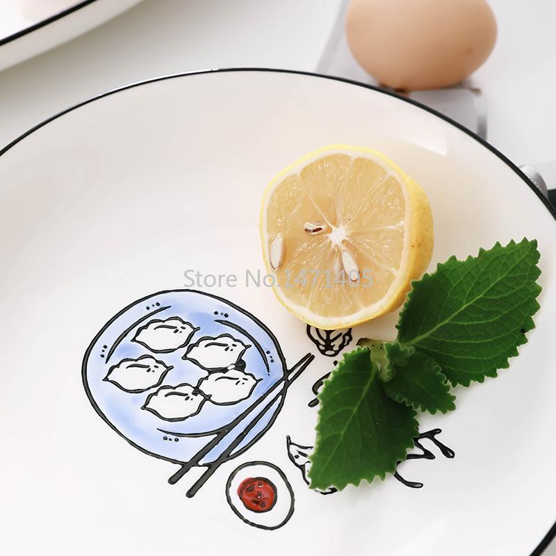 Изображение товара: New Creative Chinese Pattern Hand-painted Ceramic Tableware Simple Rice Bowl Square Plate Fish Plate Bowl Plate Household Set