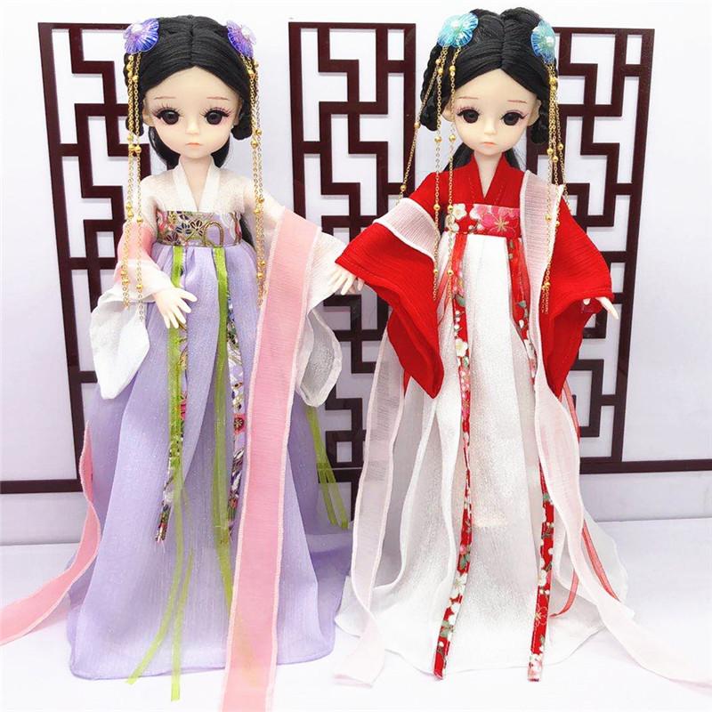 Изображение товара: Новая кукла 28 см Bjd 4D очки в китайском стиле Тан Дворцовая одежда шарнирная Подвижная кукла-платье игрушка для девочек детский подарок на день рождения