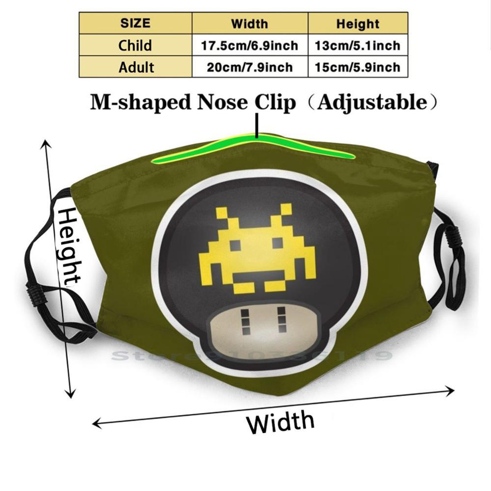 Изображение товара: Гриб-Invaders дизайн анти-Пылевой фильтр смываемая маска для лица детей комиксов nerd-мастер с капитаном Америка, гриб видеоигры Ios