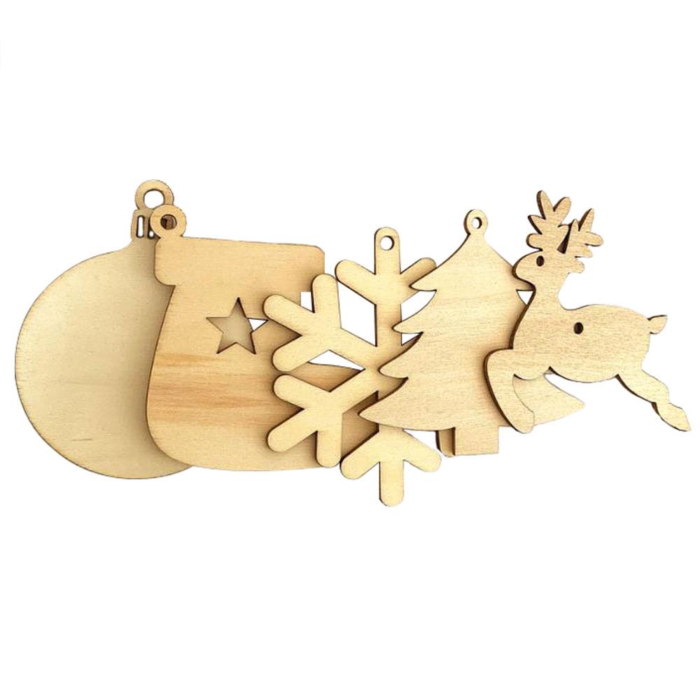 Изображение товара: Смешанные Подвесные Украшения для рождественской елки, деревянное украшение, натуральные деревянные поделки «сделай сам», украшения для дома и Рождества, детские подарки