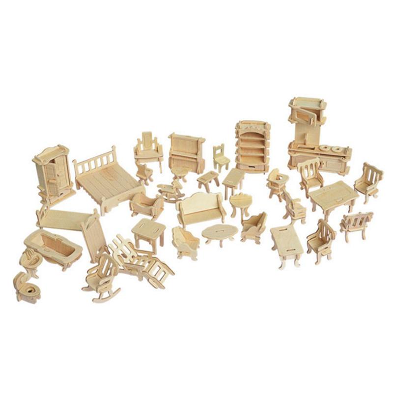 Изображение товара: Миниатюрный 1:12 кукольный домик мебель для кукол мини 3D деревянная головоломка DIY строительные модели игрушки для детей подарок