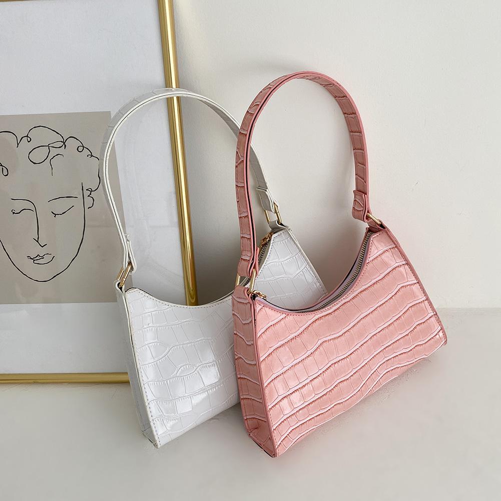 Изображение товара: Модная Изысканная сумка для покупок в стиле ретро, повседневные женские сумки через плечо, женская кожаная однотонная сумка с цепочкой