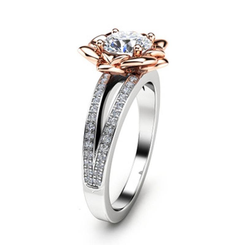 Изображение товара: Milangirl цветок Форма огненный опал кольца для женщин обручальное кольцо очаровательный Циркон заполненное кольцо обручальное кольцо