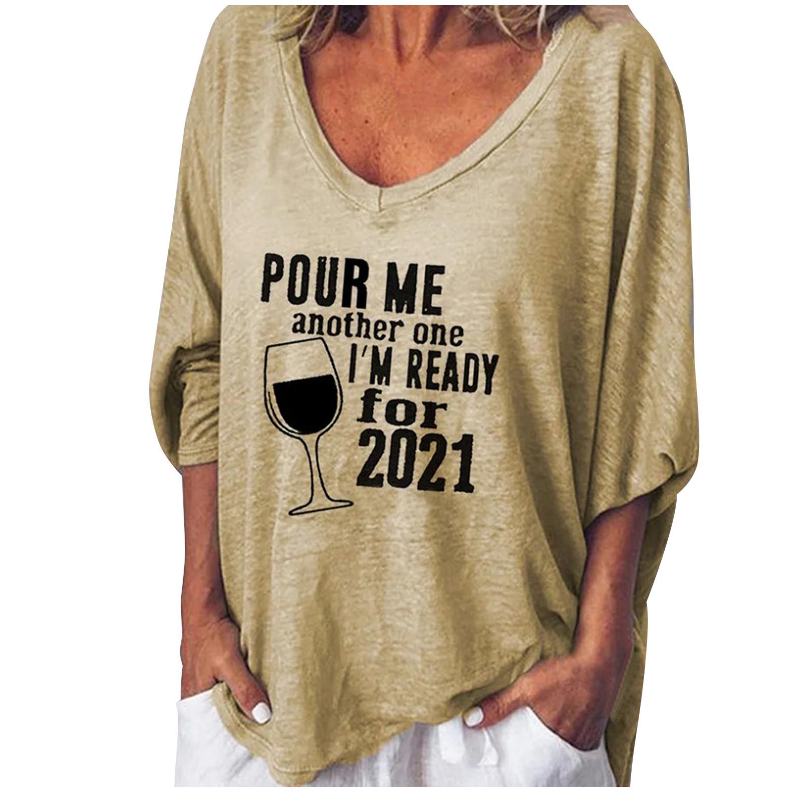 Изображение товара: Женская блузка-рубашка с буквенным принтом, модель 2020 года, повседневные летние свободные рубашки с коротким рукавом, женские сексуальные топы с V-образным вырезом, блузка, уличная одежда