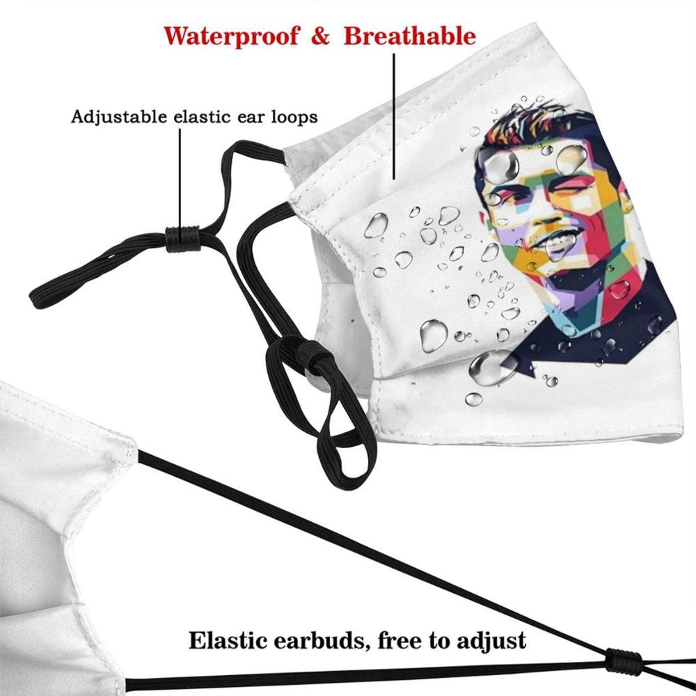Изображение товара: Лицевая маска с фильтром Pm2.5 для фанатов, многоразовая маска с художественным принтом Кристиана Роналдо, лучший футбольный игрок в мире