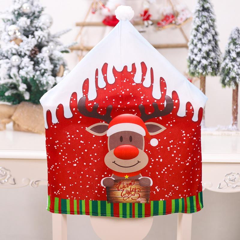 Изображение товара: 1 шт. рождественское красное покрытие для стула с принтом Санта-Клауса, спандекс, праздничный декор, чехлы для обеденного стула, рождественские украшения для дома