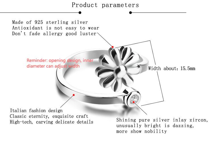 Изображение товара: Женское кольцо из серебра 925 пробы, с цветком хризантемы
