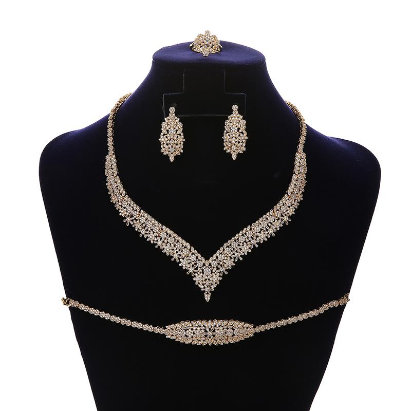 Изображение товара: Jewelry Set HADIYANA Trendy Necklace Earrings Ring And Bracelet 4pcs Set Women Bridal Zirconia Wedding CN1858 Conjunto de joyas