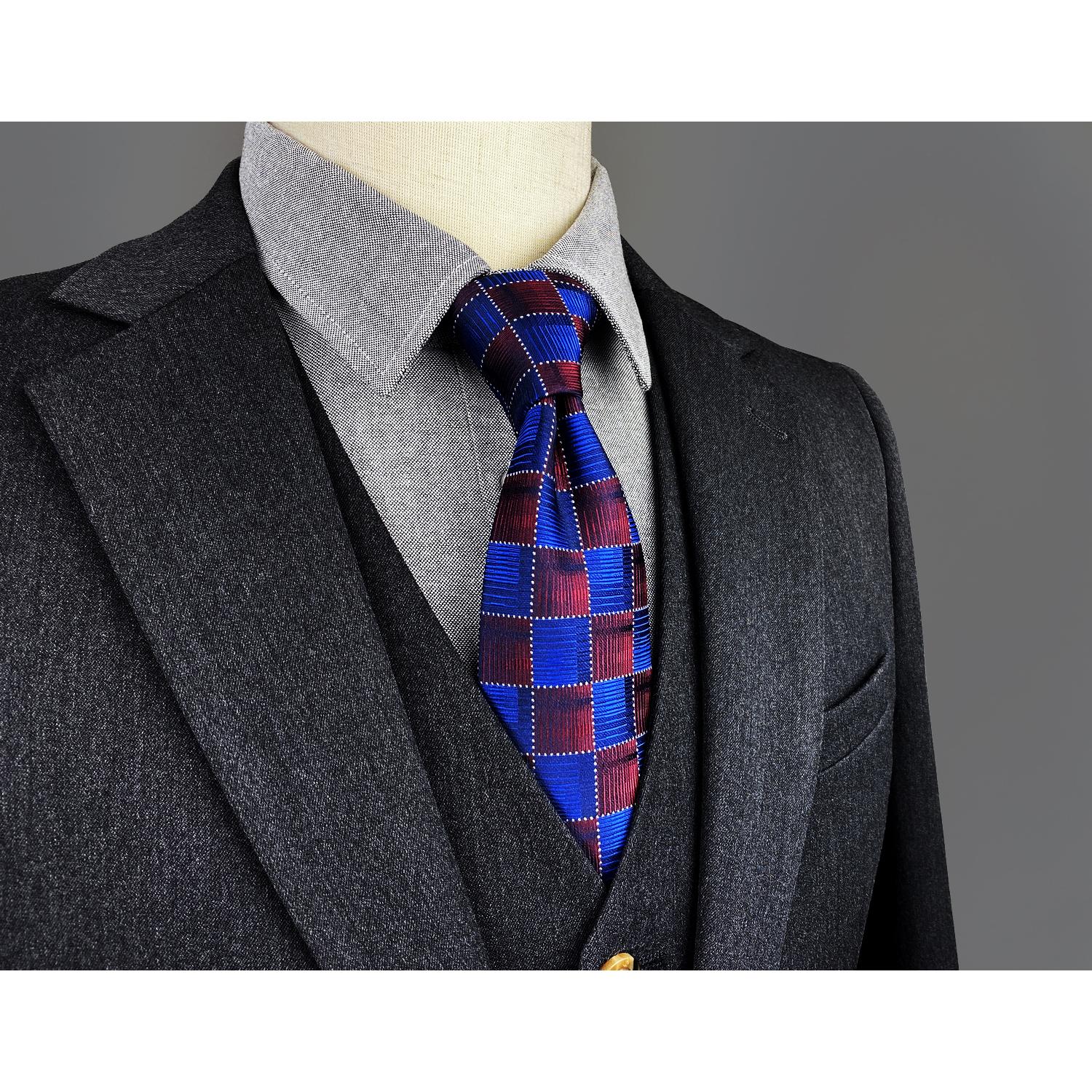 Изображение товара: Цветные красивые галстуки в горошек 160 см 63 дюйма сверхдлинные шелковые галстуки роскошные галстуки для мужчин серые однотонные шашки для гостей свадьбы вечевечерние в подарок